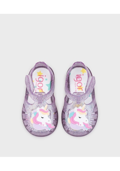 Igor S10341 Tobby Unicornio Çocuk Sandalet Simli Lila Lila