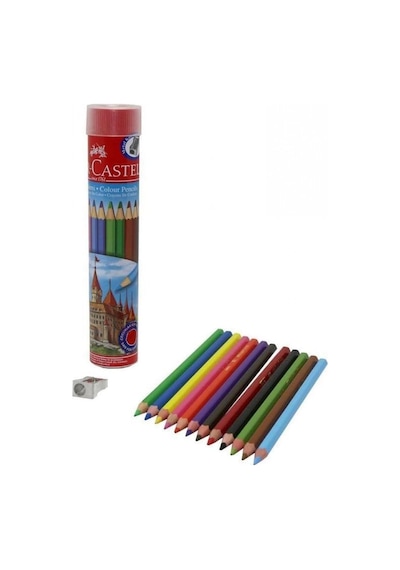 Faber-castell Kuru Boya Kalemi, Kırmızı Metal Tüp Kutu, 12 Renk, Tam Boy, Kalemtıraş Hediyeli, Yumuşak Mineli, K Genel