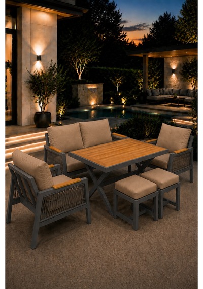 Garden Serisi Balkon Takımı, 2-1-1 Antrasit Bahçe Takımı, 2'li Koltuk 70x150, 2 Tekli Koltuk 70x70, Masa 70x110, 2 Puf Cappuccino Garden Serisi Balkon Takımı, 2-1-1 Antrasit Bahçe Takımı, 2'li Koltuk 70x150, 2 Tekli Koltuk 70x70, Masa 70x110, 2 Puf Cappuccino