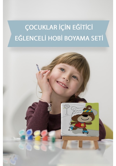 Sevimli Ayı Çocuk Eğitici Tuval Boyama Hobi Seti