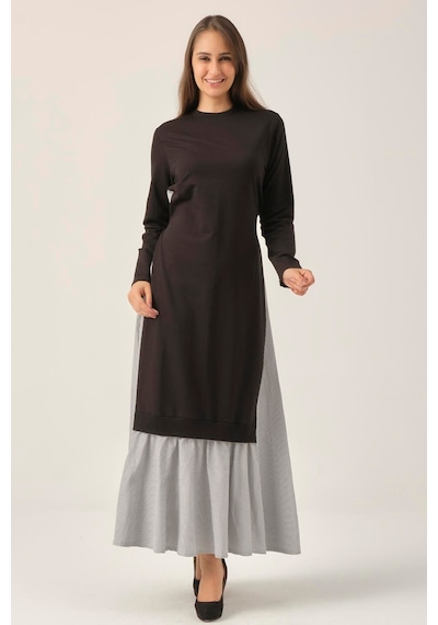 Darlin Moda Kadın Siyah Toka Detaylı Maxi Boy Elbise Dm91006 Siyah