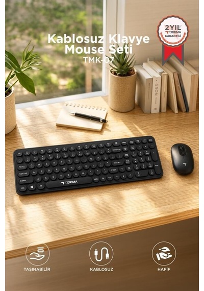 Özel Seri Bileşen Masaüstü Kablosuz Q Klavye Mouse Seti Tmk07 Siyah