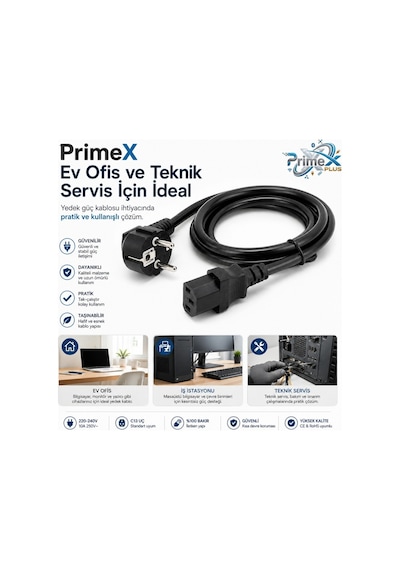Primex Px-p450 5 Metre Lüx Power Kablosu, 3x1.5mm Kalın Psu Mining Power Kablo 5 Metre