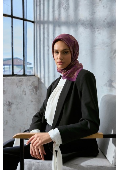 Silk Home Viskon Velora Eşarp Violet-camel Tonlu Desenli Tok Duruşlu Kaymaz 90x90 Çok Renkli