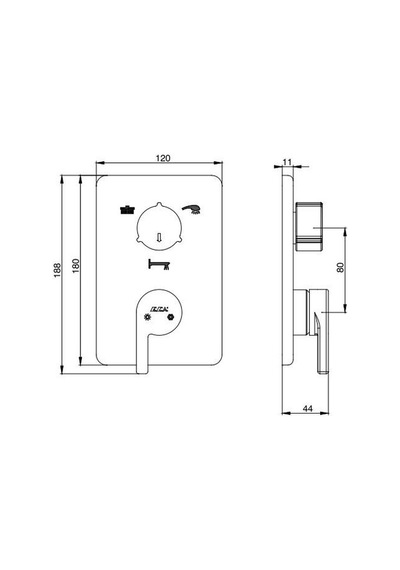 Eca Icon Ankastre Banyo Bataryası 2'lı Set / 3 Yollu 102167301H-K+102166301 Krom