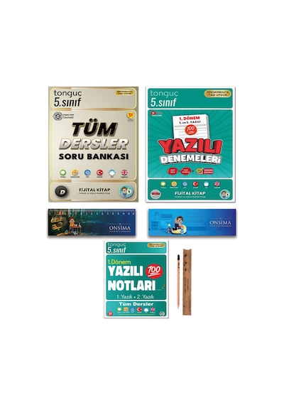 Tonguç Akademi 5. Sınıf Tüm Dersler Soru Bankası Fijital Kitap - 1. Dönem Yazılı Notları - Yazılı Denemeleri Set