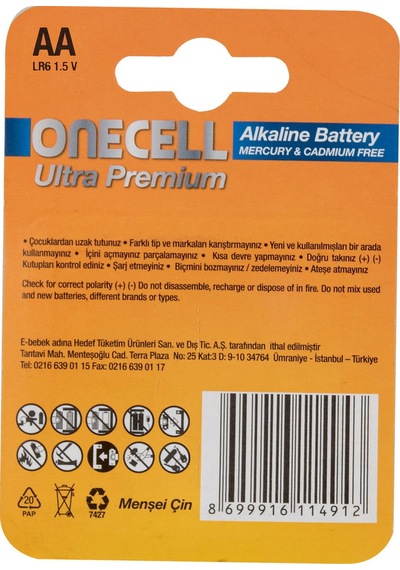 Ultra Premium Alkalin 1,5 V. 2'li Aa Boy Pil