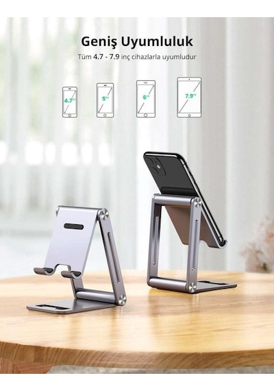 Ugreen Alüminyum Masaüstü Telefon Tablet Tutucu Stand Gri