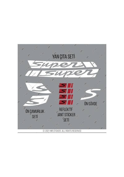 Sts43 Vespa Gts250 Uyumlu Super Yan Cita Seti Mat Beyaz Set