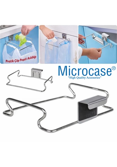 Microcase Mutfak Dolabına Monte Çok Amaçlı Çöp Poşeti Askılığı 2 Adet Al5444 Gümüş