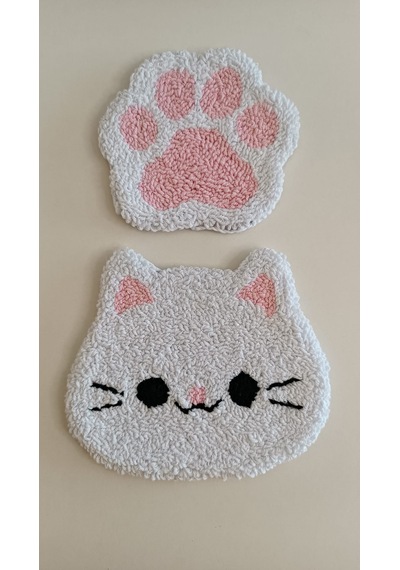 Kedi Bardak Altlığı & Gözlük Tutucu Seti