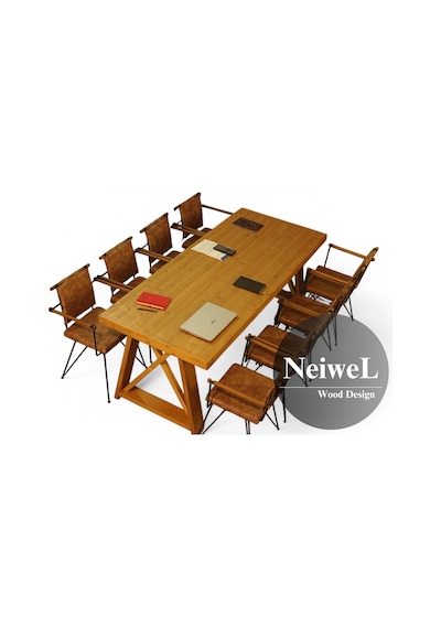 Neiwel Paes Doğal Ahşap Toplantı Masası x 80 x 160 Açık Ceviz