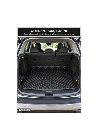 Volvo Xc90 2010-2014 Uyumlu 8d Kapitone Deri Bagaj Havuzu Siyah
