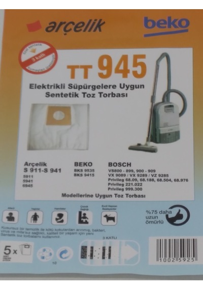 Arçelik Uyumlu T945 Sentetik 4 Paket 20 Adet