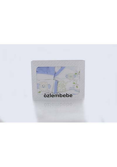 Özlem Bebe Desenli 5li Zıbın Set Bebemavisi Bebe Mavi