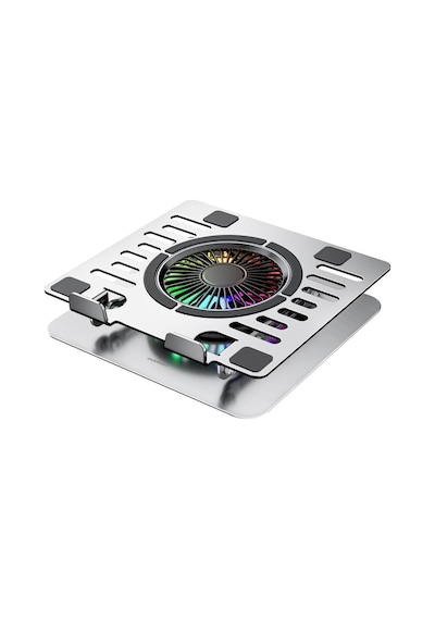 Addison Ad-rc35 360 Derece Dönebilen Fanlı Rgb Işıklı Ayarlanabilir Metal Laptop Stand