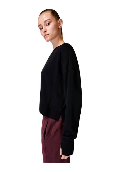 Sweaty Betty After Class Crop Sweatshirt Blk Siyah