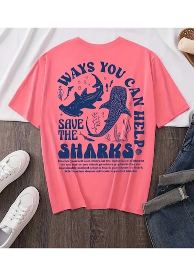 Kozia Outdoors Ways You Can Help Shark Baskılı Oversize O Yaka Tişört Pembe Kozia Outdoors Ways You Can Help Shark Baskılı Oversize O Yaka Tişört Pembe