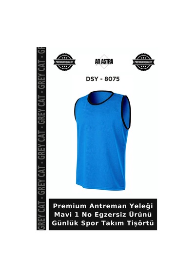 Premium Antreman Yeleği Mavi 1 No Egzersiz Ürünü Günlük Spor Takım Tişörtü