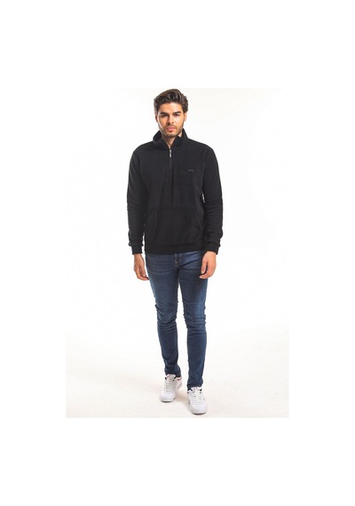 Slazenger Solid Erkek Sweatshirt Siyah