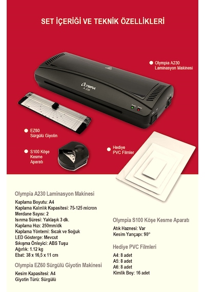 Olympia A230 4 in 1 A4 Laminasyon Makinesi