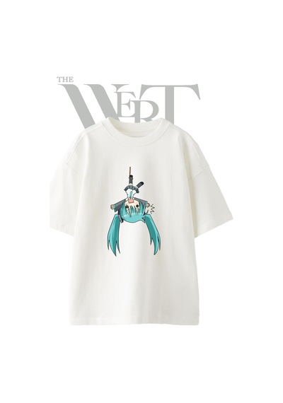 Thewert Hatsune Miku 12 Tasarım Baskılı Ünisex Beyaz Oversize T-shirt