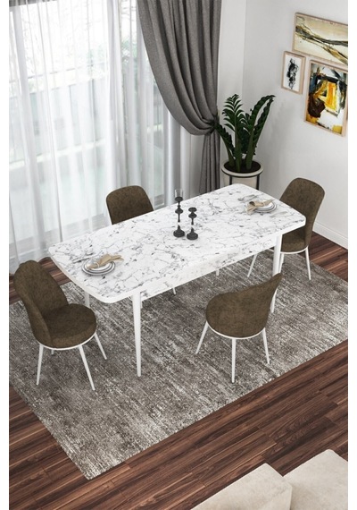 Canisa Concept Kor Serisi 70x114 Açılabilir Mutfak Masası Takımı Beyaz Mermer Desen Masa 4 Kahverengi Sandalye Masa Beyaz Mermer Desenli Sandalyeler Kahverengi Canisa Concept Kor Serisi 70x114 Açılabilir Mutfak Masası Takımı Beyaz Mermer Desen Masa 4 Kahverengi Sandalye Masa Beyaz Mermer Desenli Sandalyeler Kahverengi