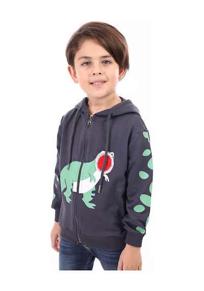 Toontoy Erkek Çocuk Baskılı Hırka Füme