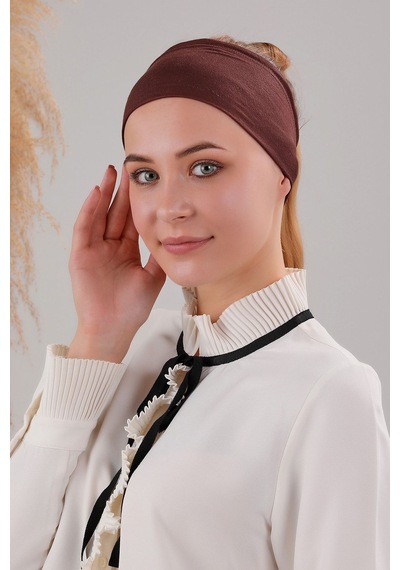 Melodi Scarf Kadın Tesettür Dikişsiz Silikonlu Kaymaz Bandana Spor Bone Kahverengi Kahverengi
