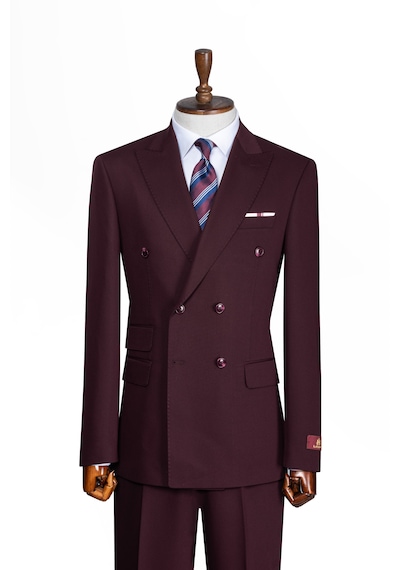 İlayda Emir Luxury, İtalyan Kesim,slim Fit, Kruvaze, Erkek Takım Elbise Bordo