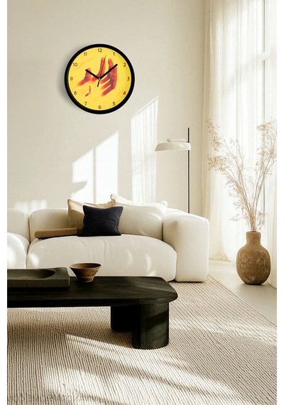 Varoluş Yankısı Modern Tasarım Duvar Saati - 25cm - Önü Camlı Siyah Kasa - Sessiz Mekanizma-jh0339 Siyah