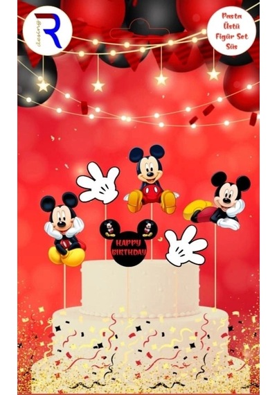 Özel Seri Mickey Mouse Figür Pasta Üstü Süs Parti Sunum Figürlü +3