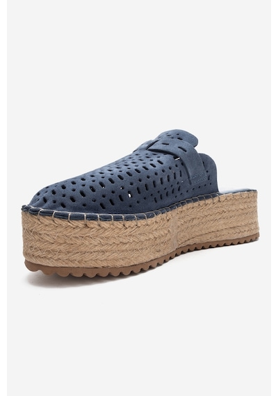 Luvishoes Louıs Kot Mavi Süet Hakiki Deri Burnu Kapalı Hasır Dolgu Taban Terlik Mavi
