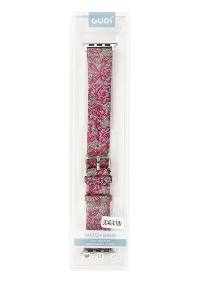Newface Apple Watch 38mm Creeper Desenli Kordon - Pembe Açık Mor