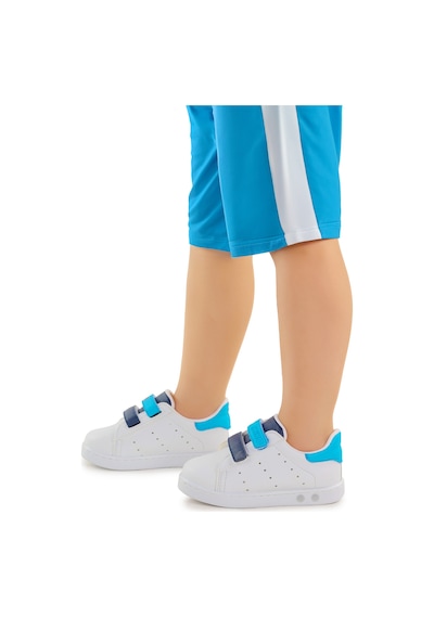 Kiko Kids Royzo Cırtlı Işıklı Erkek Bebek Spor Ayakkabı Beyaz - Mavi - Lacivert