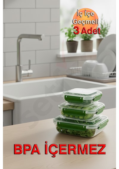 Lock&fresh Master Dikdörtgen Saklama Kabı 565,975,1675 Ml Üçlü Set Sarı