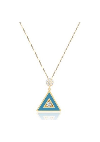 Diamond Line-Gülaylar - Sarı Altın 14 Ayar Üçgen Kolye
