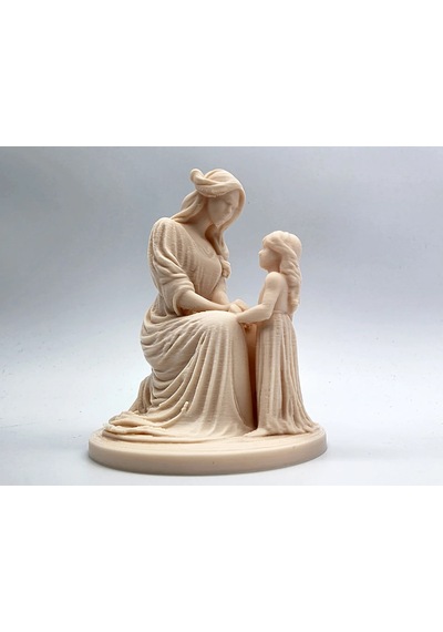 Mini Anne Kız Heykeli Ahşap Katkılı Ev Dekorasyon Objesi Dekoratif 13cm