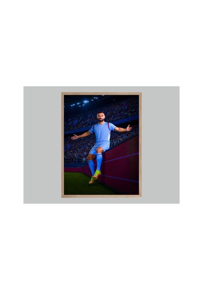 Poster Bordo Mavi Mohamed Salah Ahşap Çerçeveli Tablo Çok Renkli - 907819568 Çok Renkli