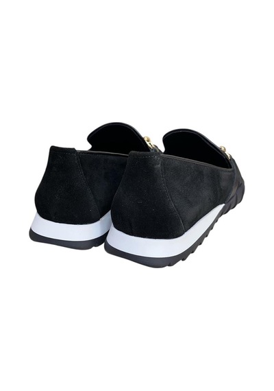 Siyah Hakiki Deri Süet Toka Detay Comfort Taban Spor Loafer Siyah