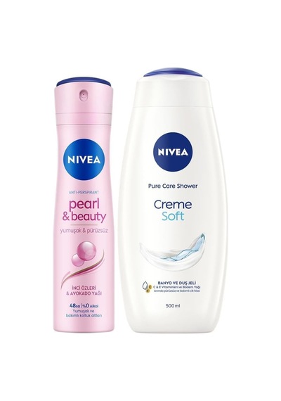 Creme Soft Banyo Ve Duş Jeli 500ml Ve Kadın Sprey Deodorant Pearl&beauty 150ml, 48 Saat Ter Karşıtı Diğer