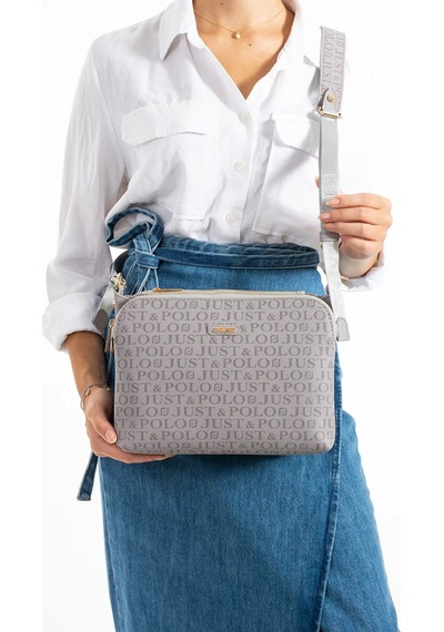 Just Polo Kadın 5 Bölmeli Büyük Boy Çapraz Omuz Çantası 232044mh Gri 18929578