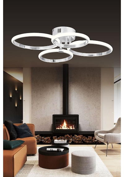 Pl 02 4 Model Krom 3 Renkli Salon Ve Oturma Odası İçin İdeal Alüminyum Avize, 60x10 Krom