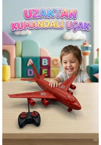 Uzaktan Kumandalı 6 Yönlü Eğitici Pilli R/c Hızlı Ve Eğlenceli Oyuncak Yolcu Uçağı Kırmızı