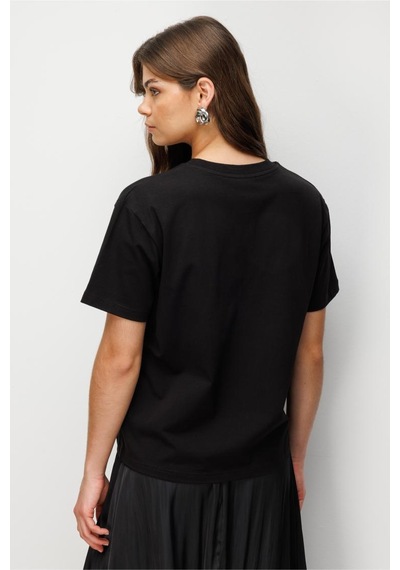 Mizalle Basic Düz Suprem Siyah T-shirt