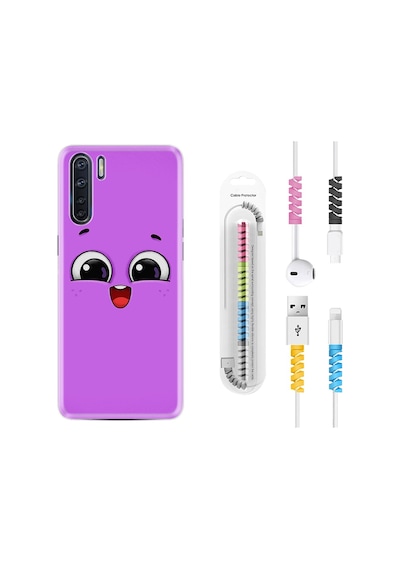Oppo A91 Kılıf Kablo Koruyuculu Purple Sweety 1717