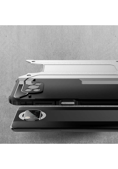 Noktaks - Xiaomi Uyumlu Xiaomi Poco X3 / Poco X3 Nfc / Poco X3 Pro - Kılıf Çift Katman Zırh Tank Crash Military Kapak - Gold