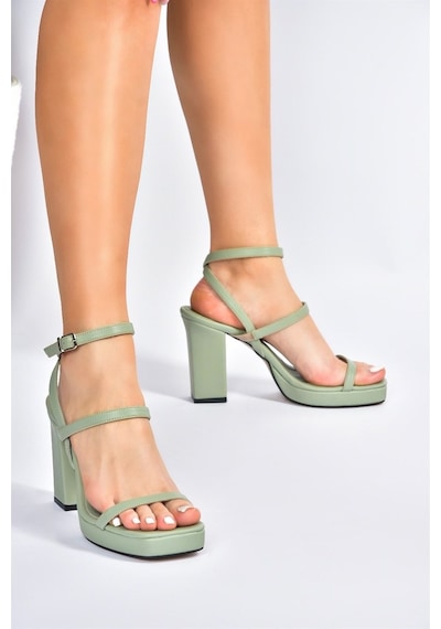 Fox Shoes Yeşil Kalın Topuklu Günlük Kadın Ayakkabı M282462709
