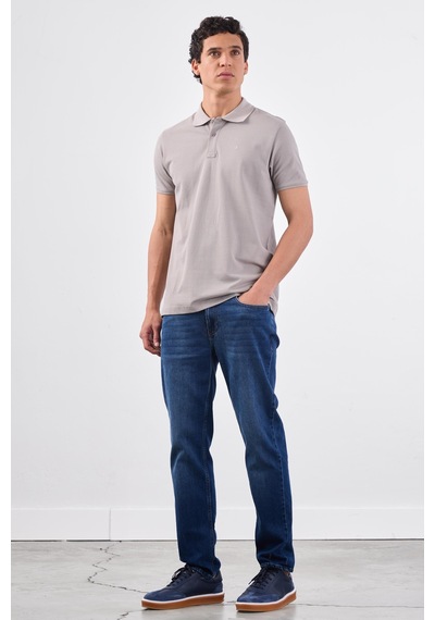 Dufy Gri Düz Erkek T-shirt - Slim Fit Gri