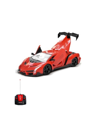 Uzaktan Kumandalı Işıklı Spor Araba - 1:16 Büyük Boy Açılır Kapı Ve Bagajlı Oyuncak Araba Kırmızı Lamborghini
